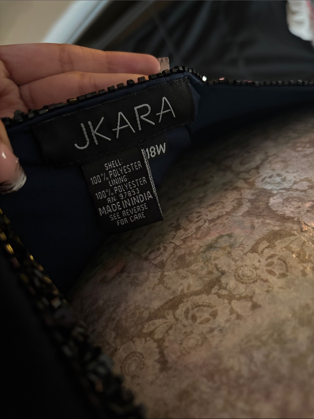 J Kara Navy Beaded Evening Dress - Picture 2 of 10